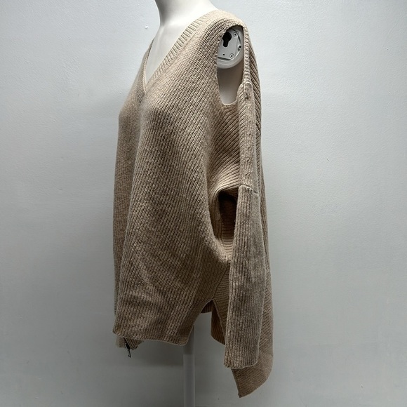 AllSaints Able Sweater Cold Shoulder Jumper Wool Alpaca Knit Cream Size Small - Picture 7 of 10